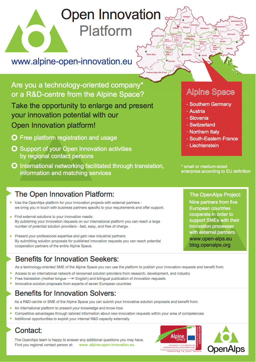 OPENALPS: OPEN INNOVATION PLATFORM. Open innovation for smes – ideas have no border.